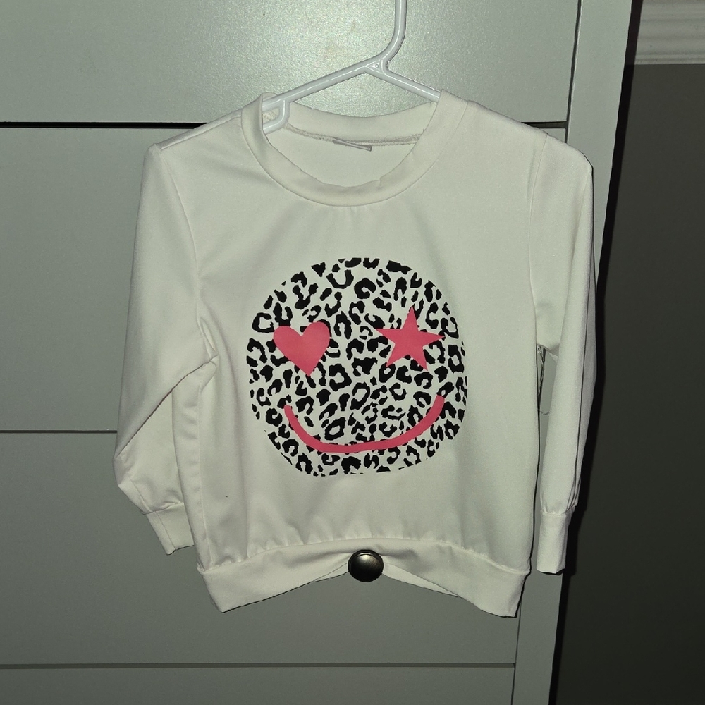Kids White Smiley Face Sweatshirt